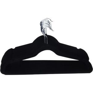30 Premium Velvet Hangers 30 Pack Black Non Slip - Heavy duty Hook Swivel